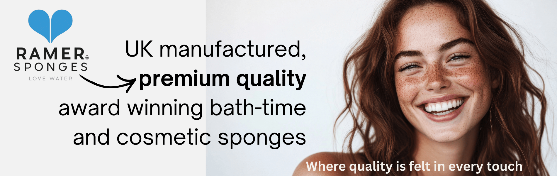 Happy young woman smiling because she is using a dermatologically tested Ramer sponge now available in south africa